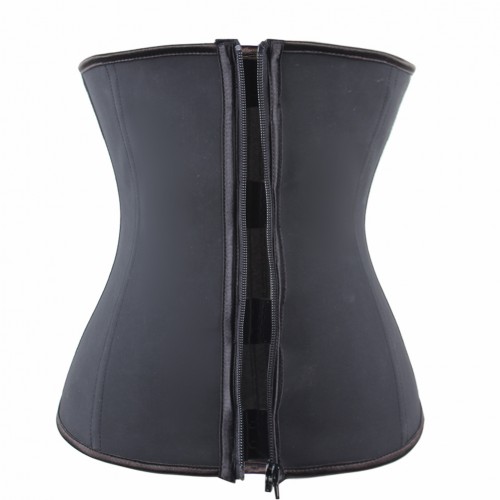 Wholesale Black Latex Zip and Clip Waist Cincher With Hooks