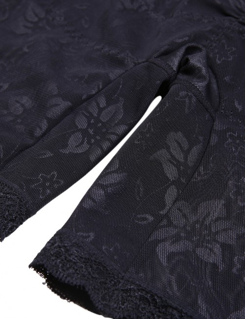 Instantly Slims Print Black Bodysuit Gather Plus Size Open Butt Distinctive Look