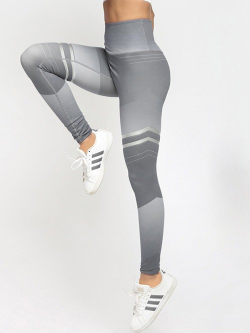 Trendy Gray Full-Length Yoga Legging High Rise Delightful Garment