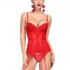 Attractive Red Bowknot Corset G-String Lace Patchwork