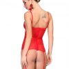 Attractive Red Bowknot Corset G-String Lace Patchwork