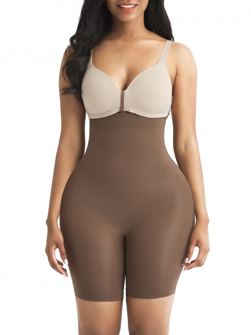 Brown Tummy Control Seamless Butt Enhancer Delightful Garment