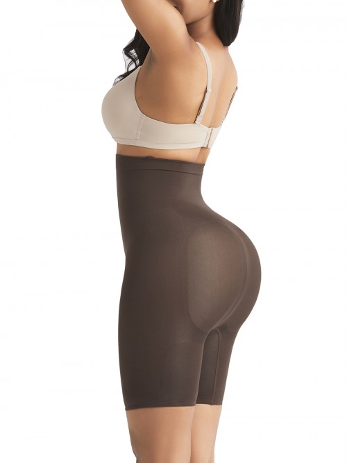Dark Brown Tummy Control Seamless Butt Enhancer Delightful Garment