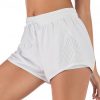 Chic White Drawstring Pockets Gym Shorts Solid Color Good Elasticity