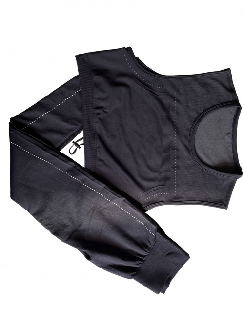 Black yoga suit seamless spot paint drawstring high quality