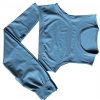 Blue yoga suit seamless spot paint drawstring high quality