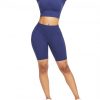 Comfortable Blue Crew Neck Top Wide Waistband Shorts