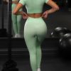 Green Ankle Length Yoga Legging Seamless Top Running Clothes