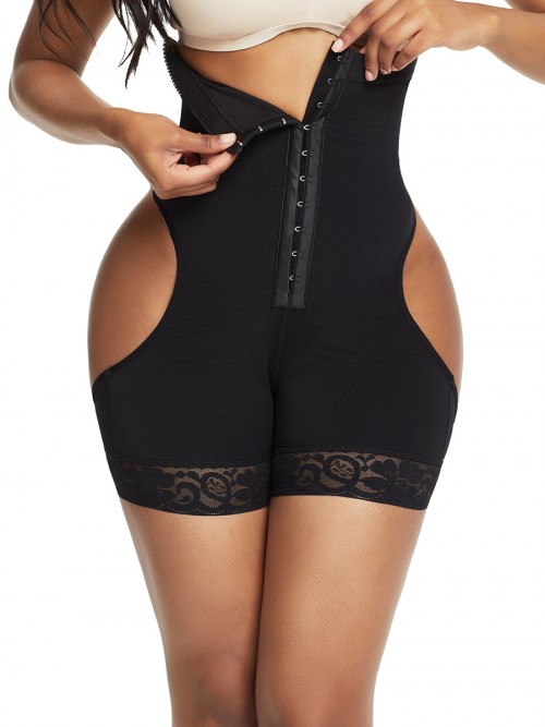 Curvy Black Front Hooks Open Butt Booty Lifter Curve Smoothing