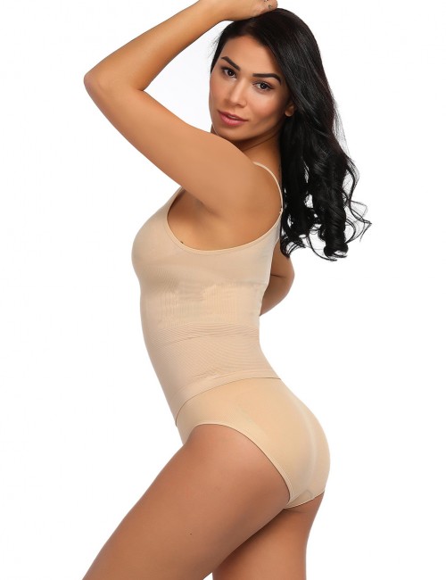 Defining Moment Two Pieces Skin Color 4 Steel Bones Shaping Vest High Waist Panty Figure Slimmer