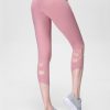 Elegant Light Pink Cropped Athletic Leggings High Rise