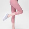 Elegant Light Pink Cropped Athletic Leggings High Rise