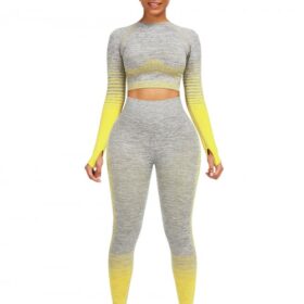 Essential Yellow Tie-Dyed Cropped Top High Rise Leggings Sweat Absorption
