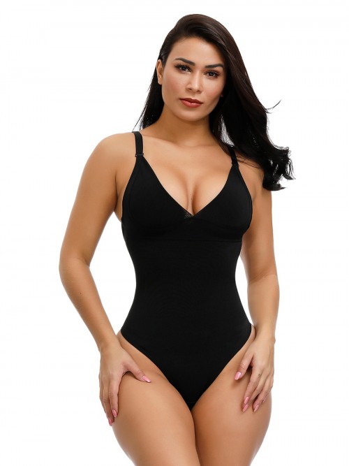 Extra Firm Black Adjustable Straps Plus Size Shape Bodysuit Intant Shaping
