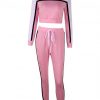 Fabulous Pink Long Sleeve Sweat Suit Contrast Color Comfort Fit