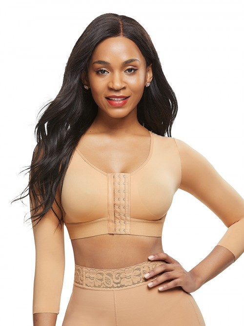 Fashionable Skin Color Queen Size 34 Sleeve Shapewear Bra Comfortable