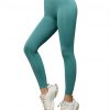 Fasinating Green Athletic Leggings Solid Color High Rise Training Apparel