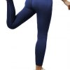 Fasinating Blue Athletic Leggings Solid Color High Rise Training Apparel