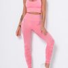 Feisty Pink Running Suit Seamless Wide Waistband Versatile Item