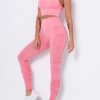 Feisty Pink Running Suit Seamless Wide Waistband Versatile Item