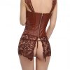 Firm Control Brown Drawstring 8 Glue Bones Lace Bustier Hourglass