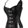 Flawlessly Black 10 Glue Bones Lace-Up Overbust Corset For Party