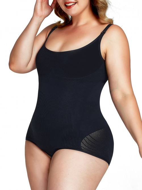 Good Elastic Black Shaper Bodysuit Tummy Control Plus Size