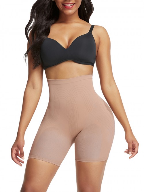 Ideal Skin Color Thigh Length Shorts Shaper High Rise Visual Effect