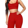 Individualistic Red Training Suits High Waist Scoop Neck