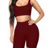 Individualistic Red Training Suits High Waist Scoop Neck