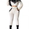 Individualistic White Cropped Sports Suit High Waist Sequin