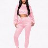 Inspired Pink Cropped Pocket Long Sleeves Sports Suit Good Elasticity