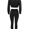 Inspired Black Cropped Pocket Long Sleeves Sports Suit Good Elasticity