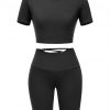 Kinetic Black Solid Color Sweat Suit High Rise For Running