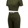 Kinetic Green Solid Color Sweat Suit High Rise For Running