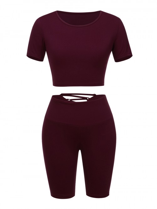 Kinetic Purple Solid Color Sweat Suit High Rise For Running