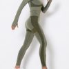 Modern Fit Army Green Round Collar High Rise Athletic Suit For Runner