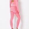Modern Fit Pink Round Collar High Rise Athletic Suit For Runner