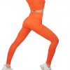 Modern Ladies Wine Orange Mesh Sweat Suit High Waist Full Length