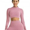 Mystic Pink Sports Top Raglan Sleeve Hollow Out Seamless