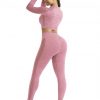 Mystic Pink Sports Top Raglan Sleeve Hollow Out Seamless
