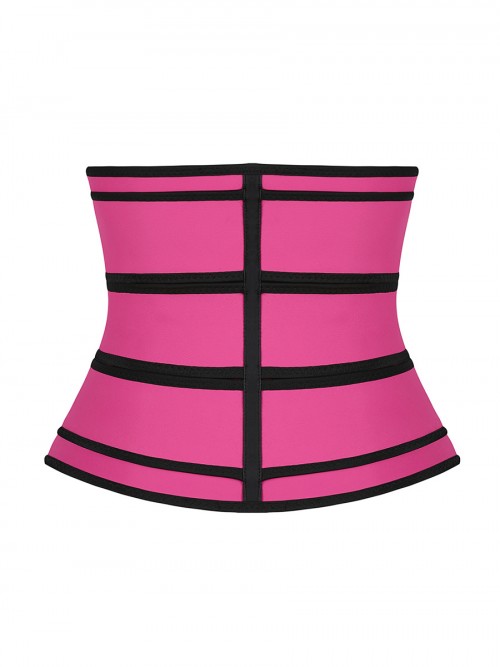 Pretty Pink Three Belts Latex Waist Trainer Big Size Body Shaper