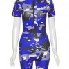 Pretty Blue Camouflage Printed Zip Sports Suit Women's Fashion