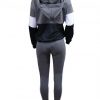 Ruching Grey Full-Length Sweat Suit Hooded Pocket Elasticity