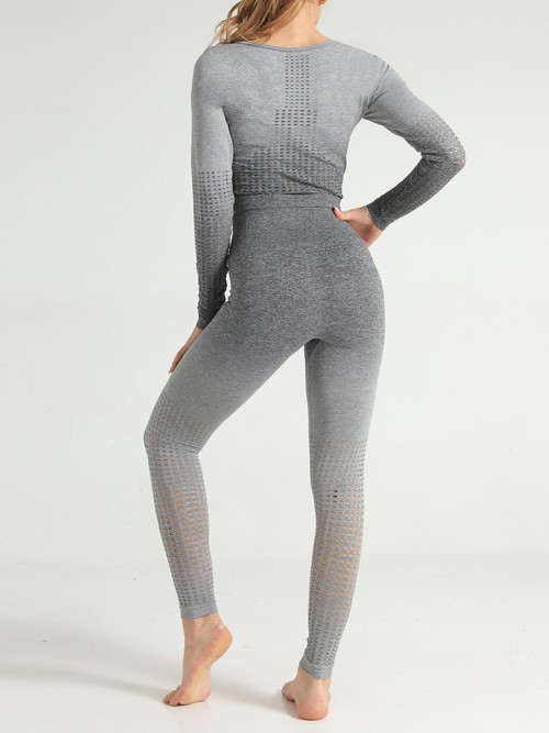 Simply Chic Grey Patchwork Seamless Athlete Suit Hollow