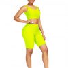 Sleek Yellow Scoop Neck Training Suits High Waist For Upscale