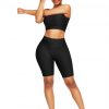 Sleek Black Scoop Neck Training Suits High Waist For Upscale