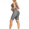 Sleek Gray Scoop Neck Training Suits High Waist For Upscale