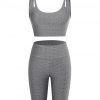 Sleek Gray Scoop Neck Training Suits High Waist For Upscale