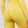 Slinky Yellow Full Sleeves Crop Sports Suit Seamless Stretchy